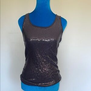 Studio Y Gray Sequin Fitted Tank Top